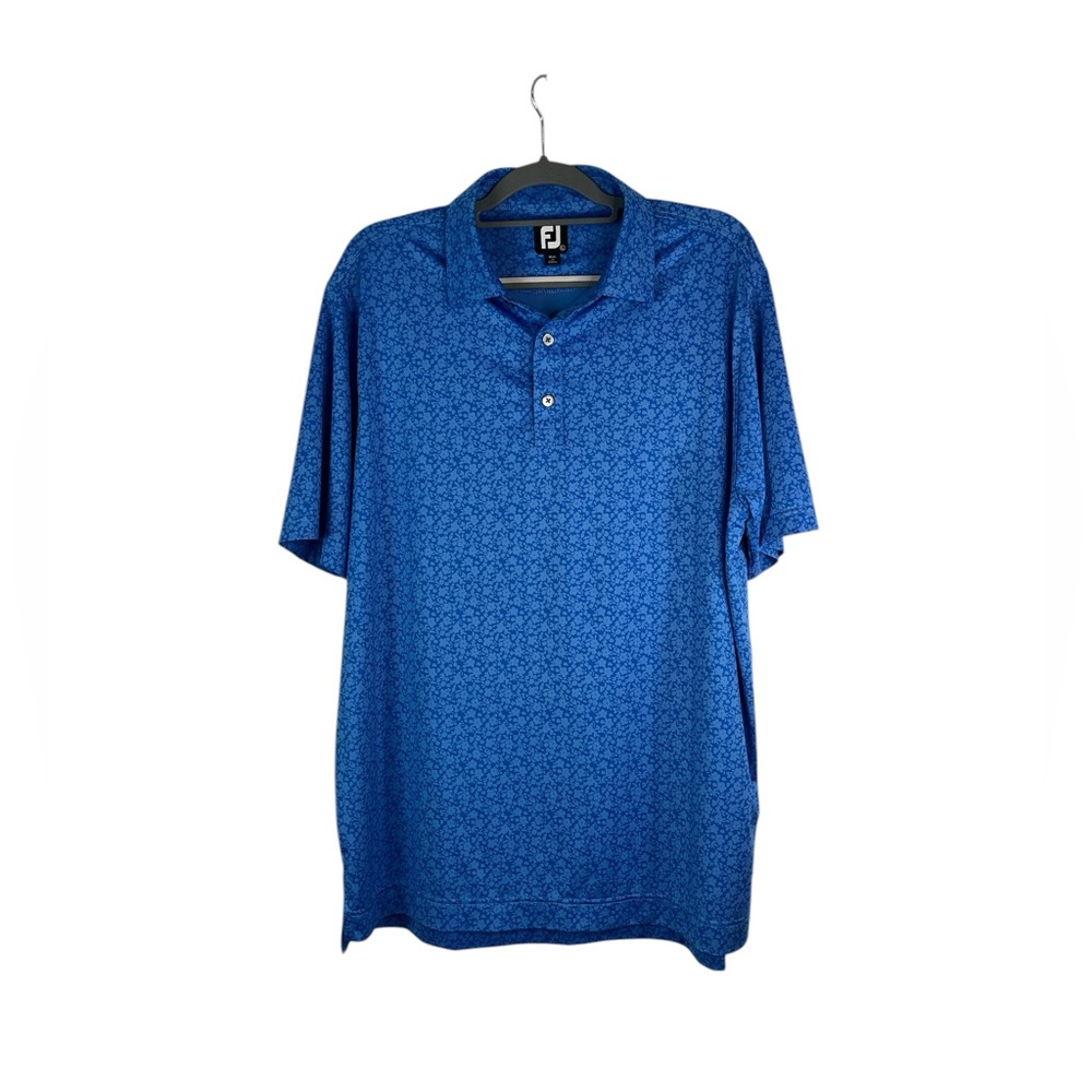 Footjoy men’s blue flower print golf‎ preformance polo shirt size large casual